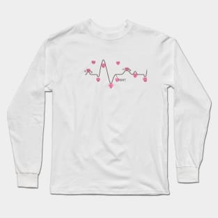 Hand Drawn Electrocardiogram With Pink Hearts Long Sleeve T-Shirt